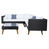 SAFAVIEH Outdoor Ulyana Outdoor Sectional Set - 54W x 26D x 28H