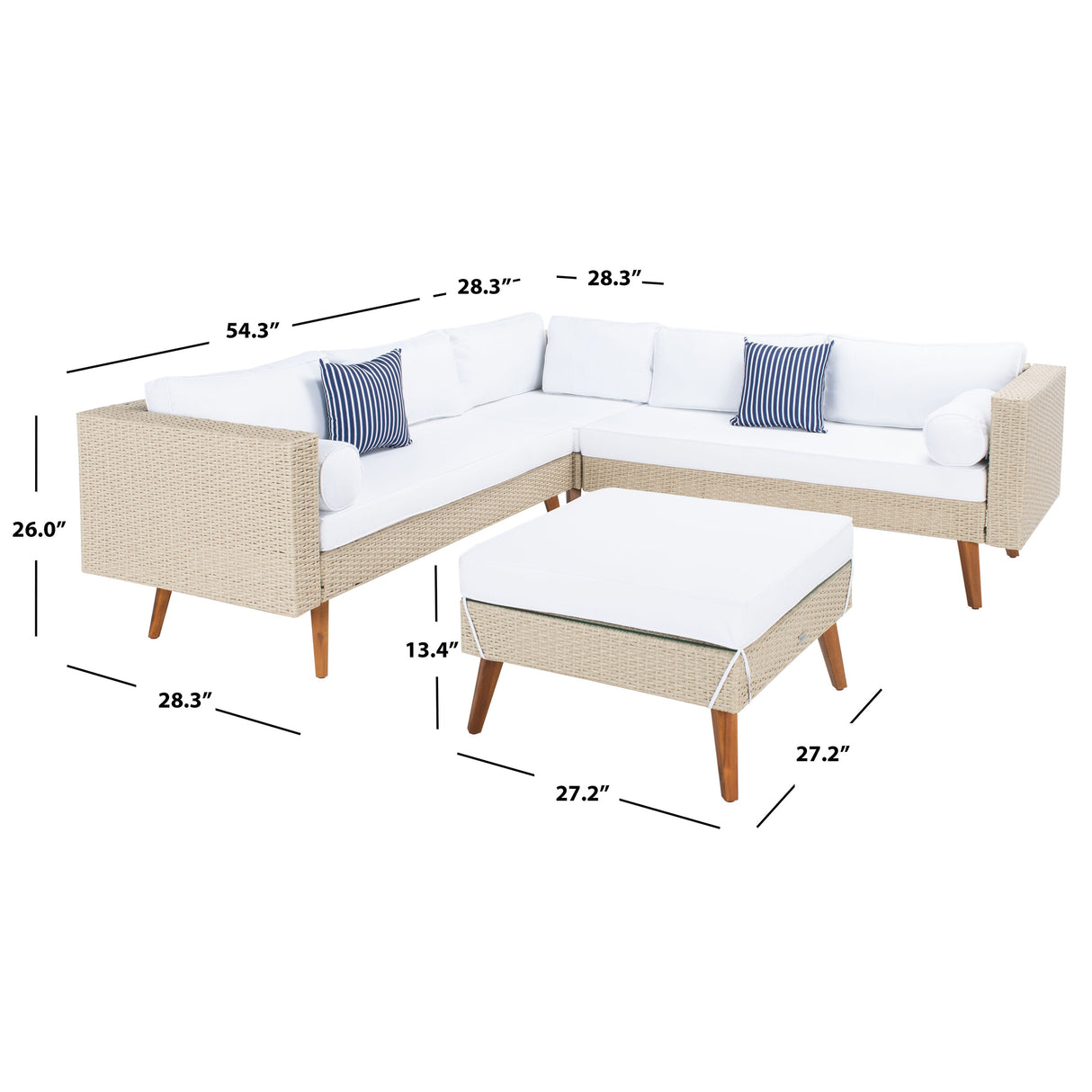 SAFAVIEH Outdoor Ulyana Outdoor Sectional Set - 54W x 26D x 28H