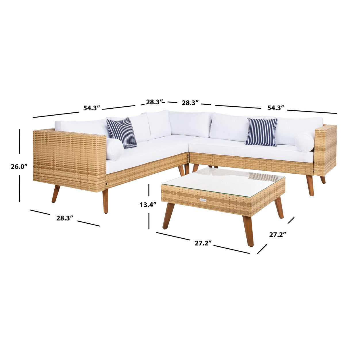 SAFAVIEH Outdoor Ulyana Outdoor Sectional Set - 54W x 26D x 28H