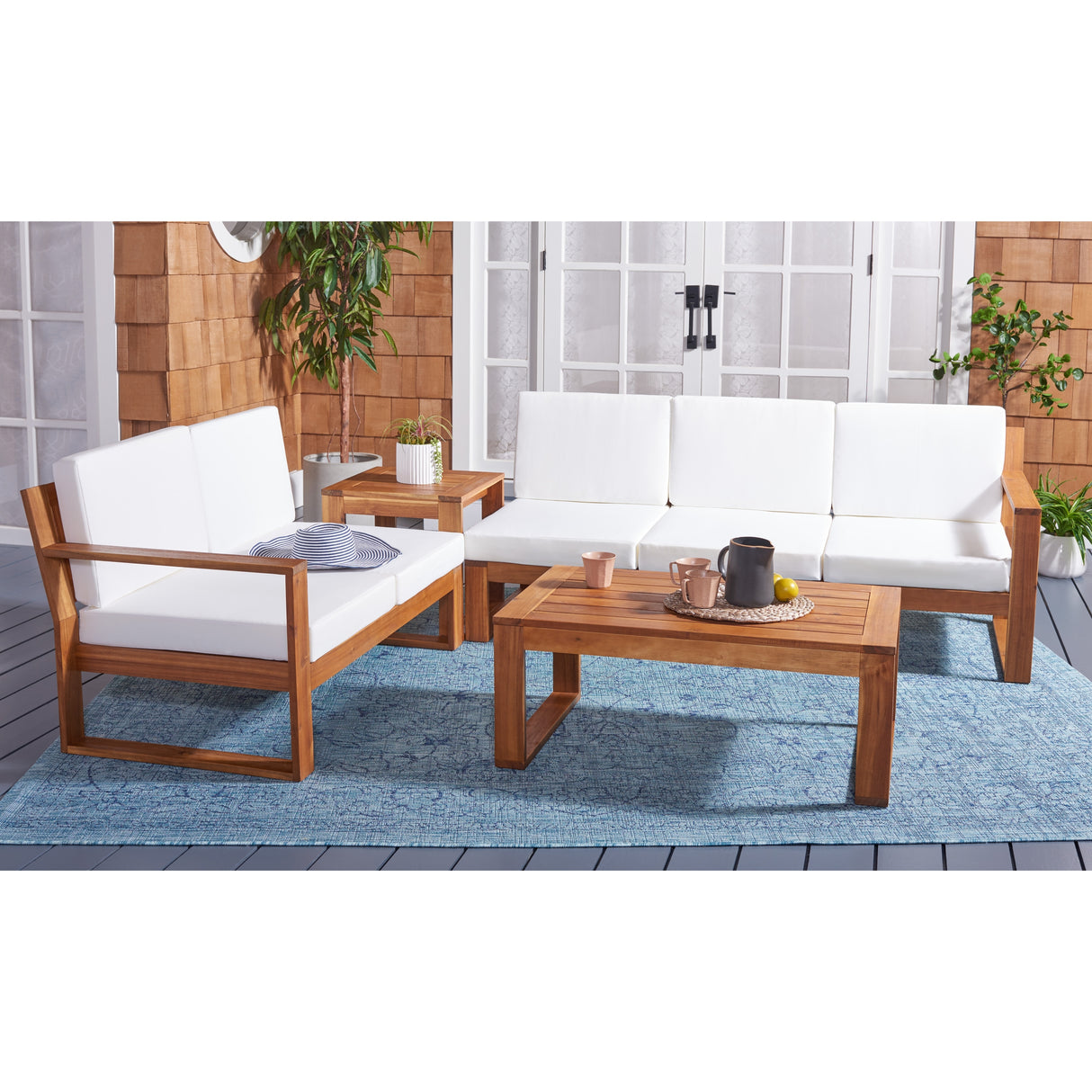 SAFAVIEH Outdoor Undis 4-Piece Outdoor Set - 30W x 28D x 49H