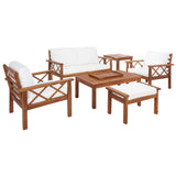 SAFAVIEH Outdoor Unnur 6-Piece Outdoor Set - 344W x 30D x 28H