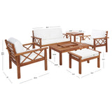 SAFAVIEH Outdoor Unnur 6-Piece Outdoor Set - 344W x 30D x 28H