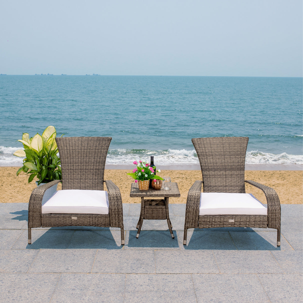 SAFAVIEH Outdoor Urmila 3-Piece Lounge Set - 36Wx34Dx34H