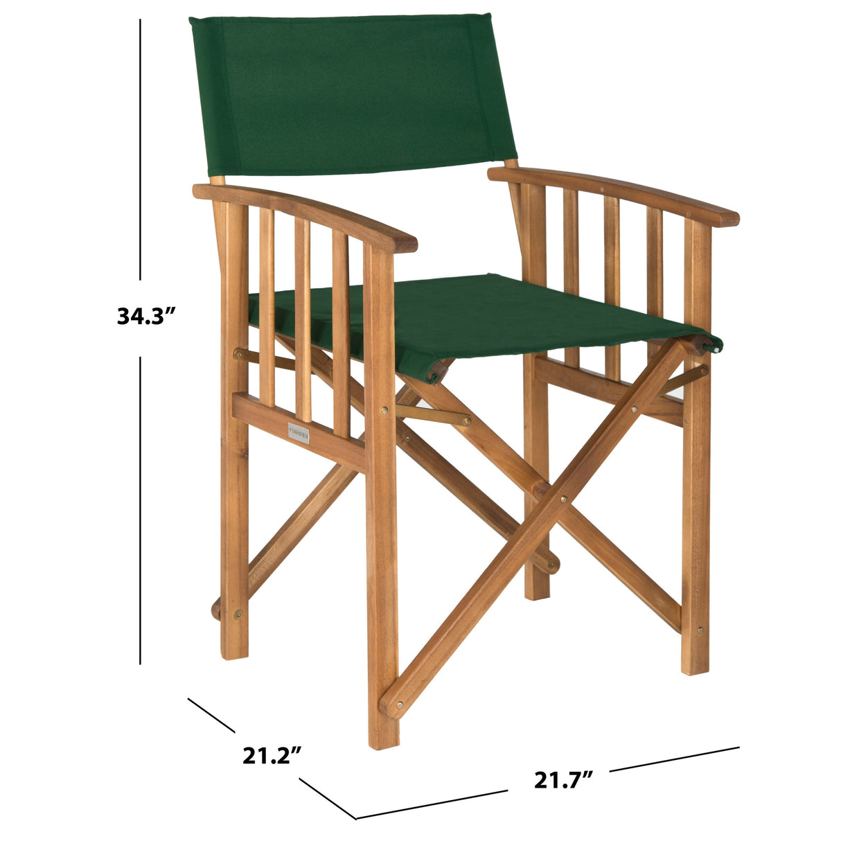 SAFAVIEH Outdoor Vaira Acacia Wood Director Chair (Set of 2) - 22W x 34D x 21H