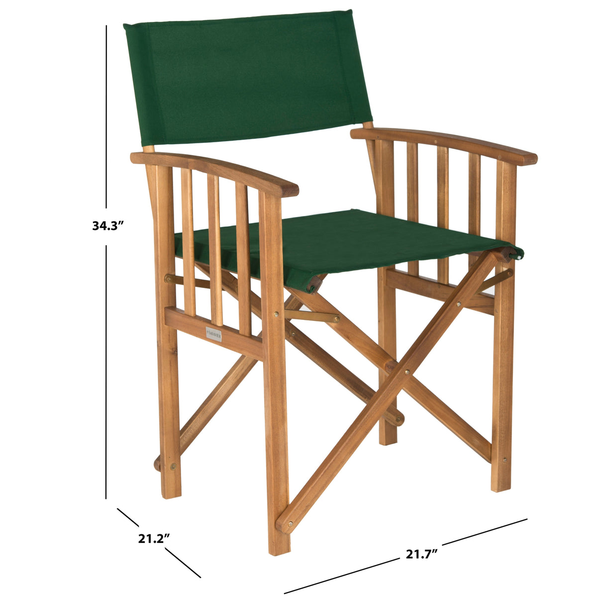 SAFAVIEH Outdoor Vaira Acacia Wood Director Chair (Set of 2) - 22W x 34D x 21H