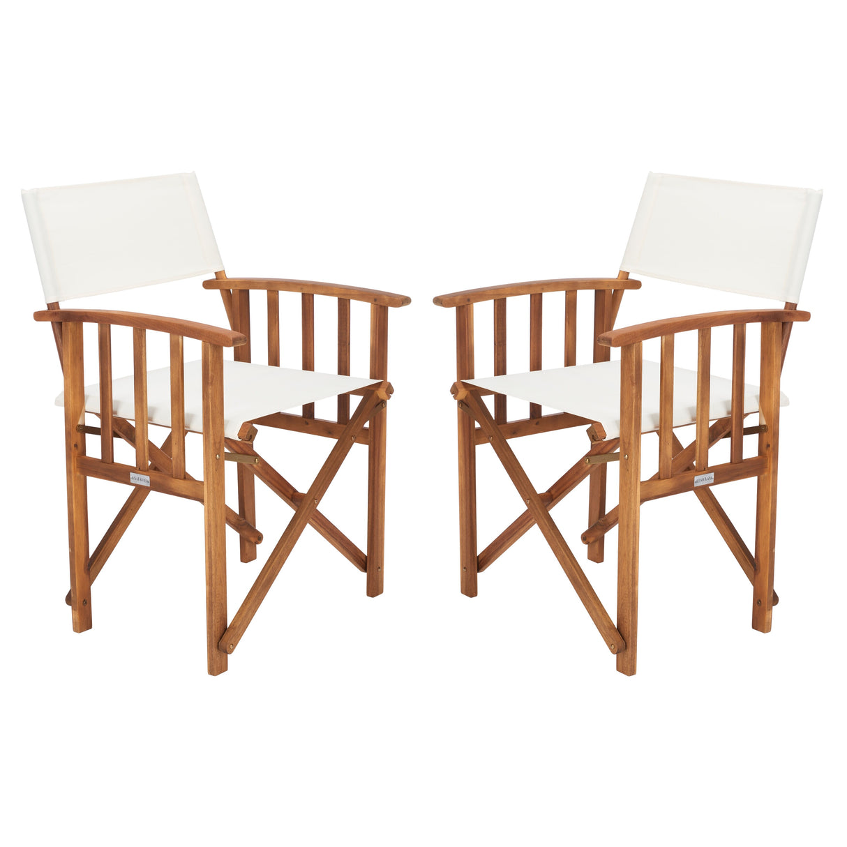 SAFAVIEH Outdoor Vaira Acacia Wood Director Chair (Set of 2) - 22W x 34D x 21H