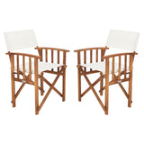 SAFAVIEH Outdoor Vaira Acacia Wood Director Chair (Set of 2) - 22W x 34D x 21H