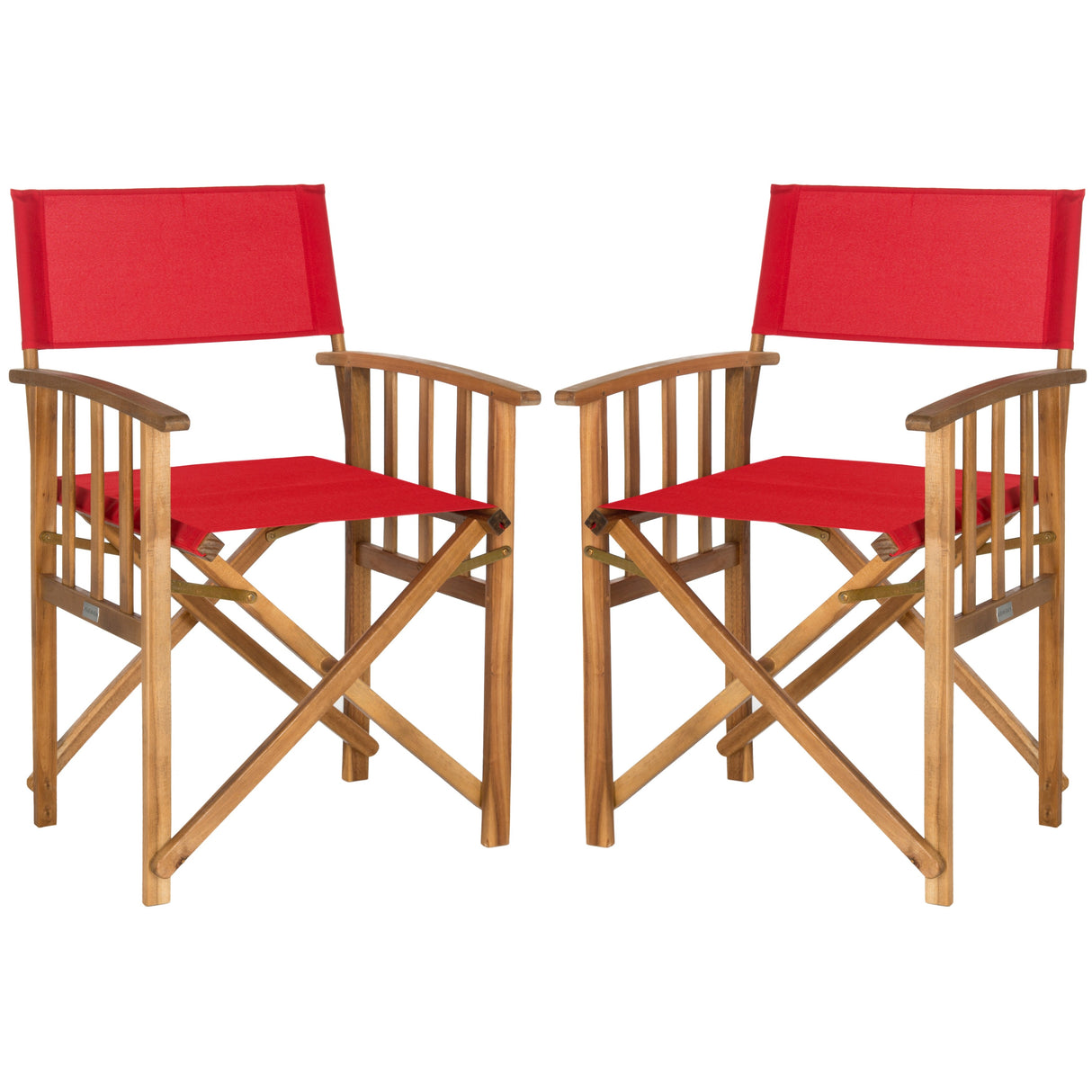 SAFAVIEH Outdoor Vaira Acacia Wood Director Chair (Set of 2) - 22W x 34D x 21H