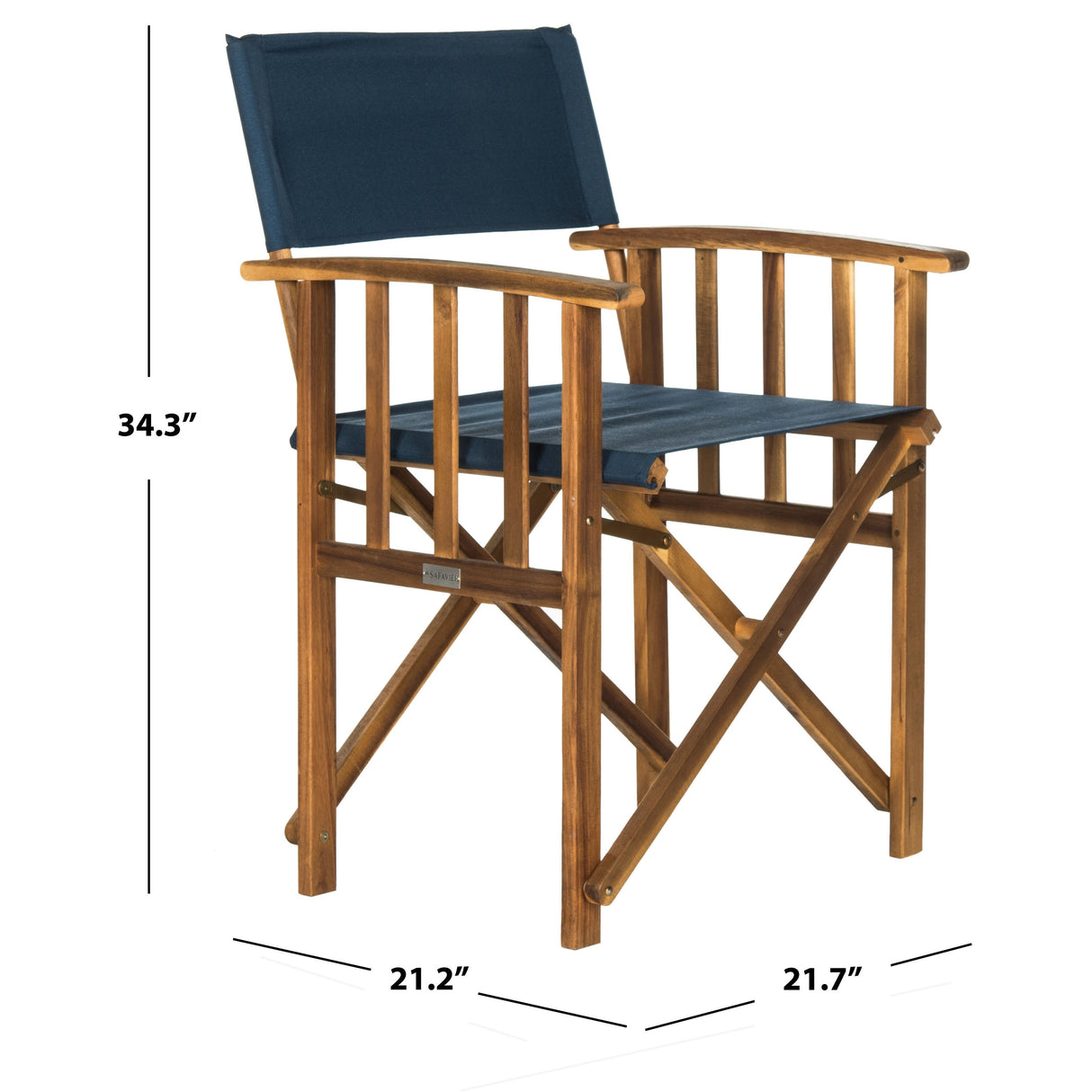 SAFAVIEH Outdoor Vaira Acacia Wood Director Chair (Set of 2) - 22W x 34D x 21H