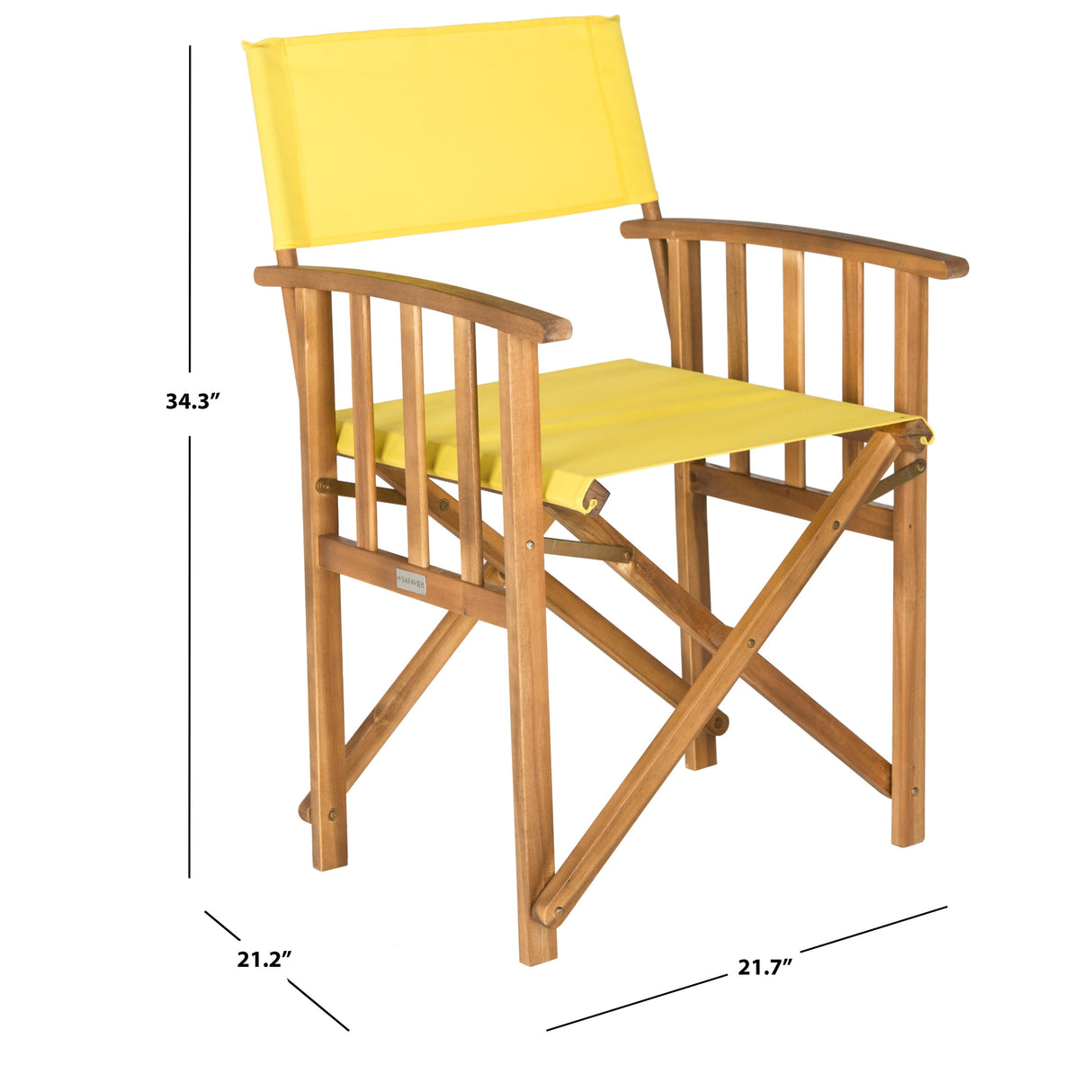 SAFAVIEH Outdoor Vaira Acacia Wood Director Chair (Set of 2) - 22W x 34D x 21H