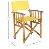 SAFAVIEH Outdoor Vaira Acacia Wood Director Chair (Set of 2) - 22W x 34D x 21H