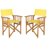 SAFAVIEH Outdoor Vaira Acacia Wood Director Chair (Set of 2) - 22W x 34D x 21H