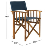 SAFAVIEH Outdoor Vaira Acacia Wood Director Chair (Set of 2) - 22W x 34D x 21H