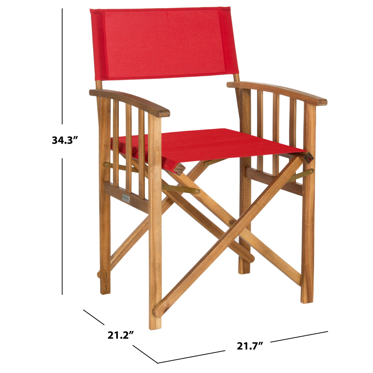 SAFAVIEH Outdoor Vaira Acacia Wood Director Chair (Set of 2) - 22W x 34D x 21H