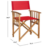 SAFAVIEH Outdoor Vaira Acacia Wood Director Chair (Set of 2) - 22W x 34D x 21H