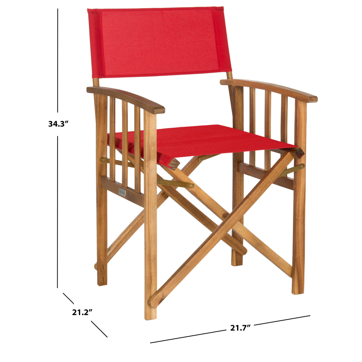 SAFAVIEH Outdoor Vaira Acacia Wood Director Chair (Set of 2) - 22W x 34D x 21H