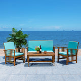 SAFAVIEH Outdoor Yuliana 4-Piece Conversation Patio Set - 47W x 33D x 26H