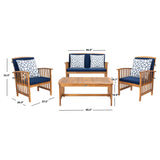 SAFAVIEH Outdoor Yuliana 4-Piece Conversation Patio Set - 47W x 33D x 26H