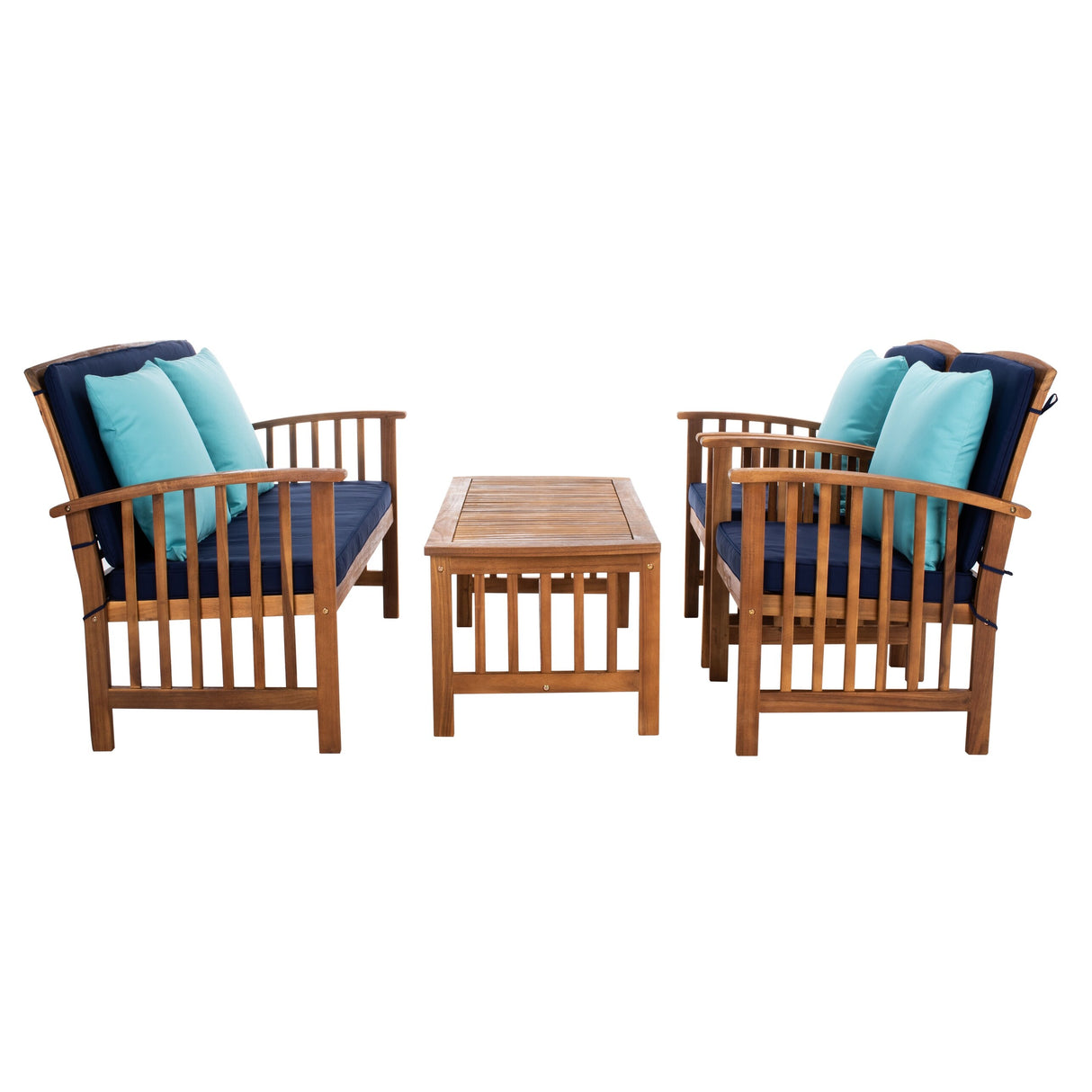 SAFAVIEH Outdoor Yuliana 4-Piece Conversation Patio Set - 47W x 33D x 26H