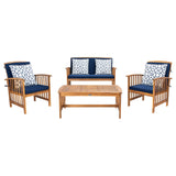 SAFAVIEH Outdoor Yuliana 4-Piece Conversation Patio Set - 47W x 33D x 26H