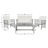 SAFAVIEH Outdoor Yuliana 4-Piece Conversation Patio Set - 47W x 33D x 26H