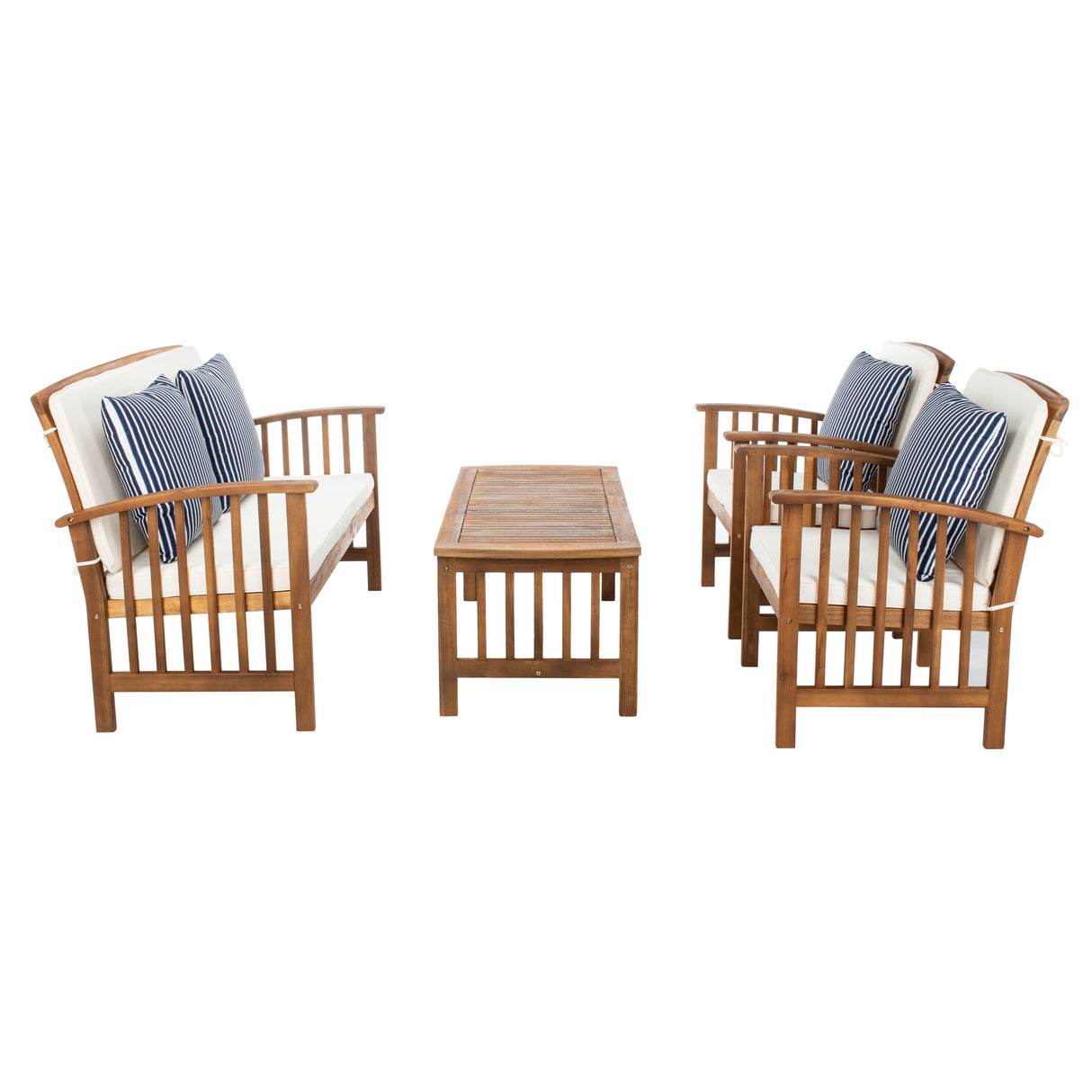 SAFAVIEH Outdoor Yuliana 4-Piece Conversation Patio Set - 47W x 33D x 26H