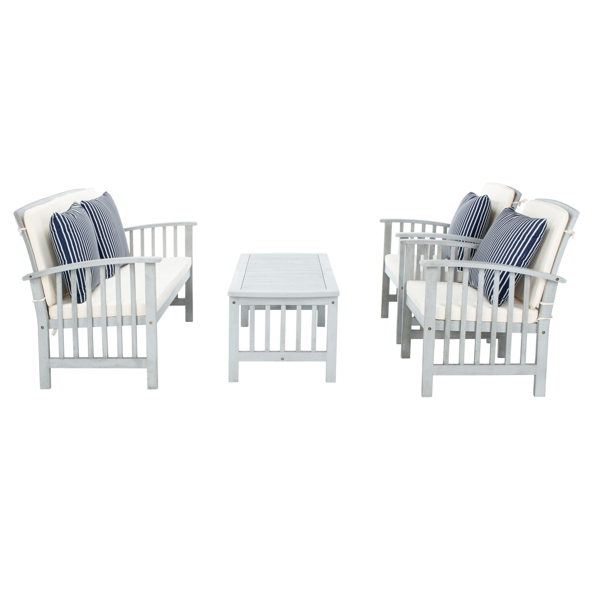 SAFAVIEH Outdoor Yuliana 4-Piece Conversation Patio Set - 47W x 33D x 26H