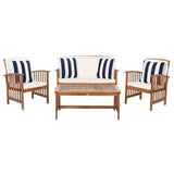 SAFAVIEH Outdoor Yuliana 4-Piece Conversation Patio Set - 47W x 33D x 26H