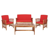 SAFAVIEH Outdoor Yuliana 4-Piece Conversation Patio Set - 47W x 33D x 26H