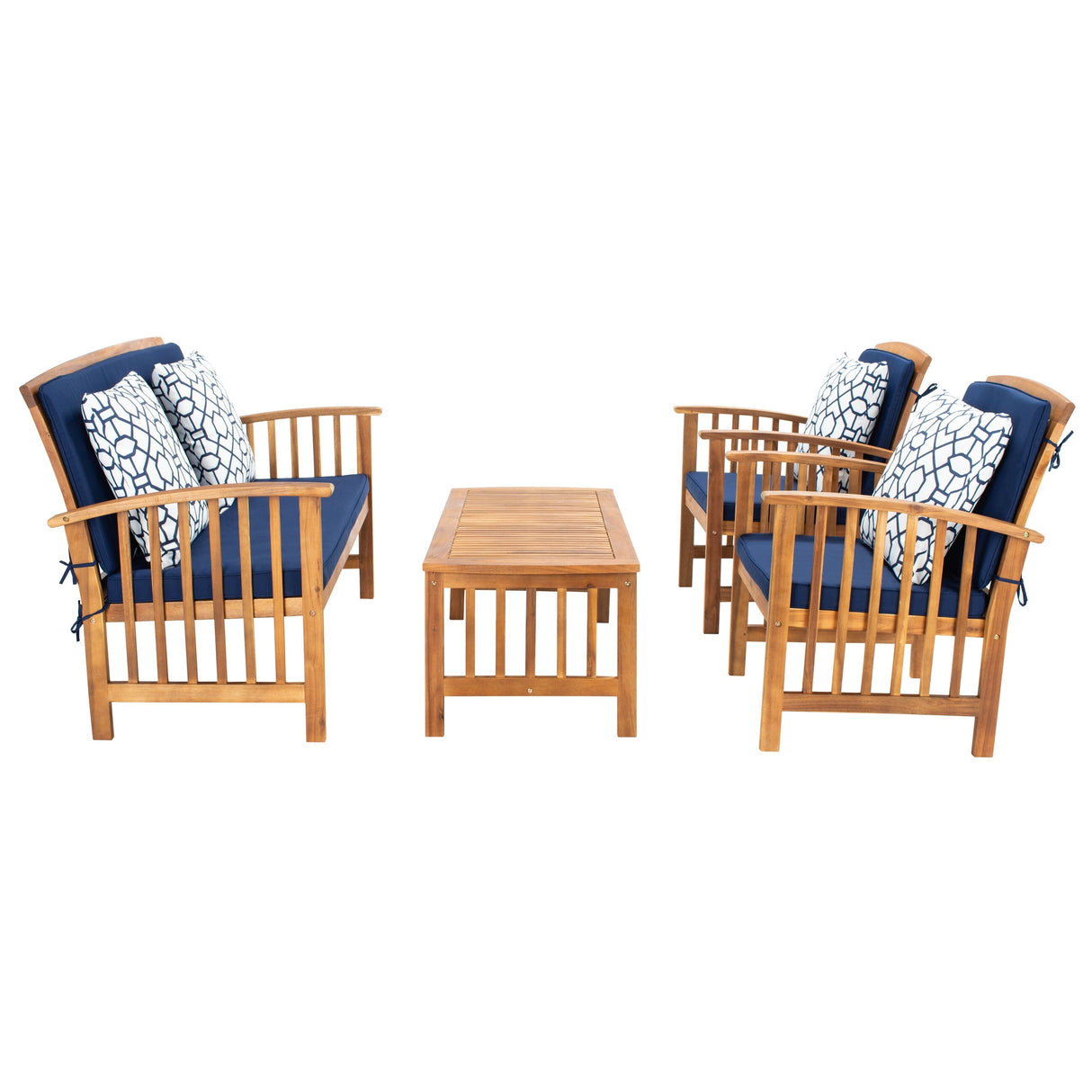 SAFAVIEH Outdoor Yuliana 4-Piece Conversation Patio Set - 47W x 33D x 26H