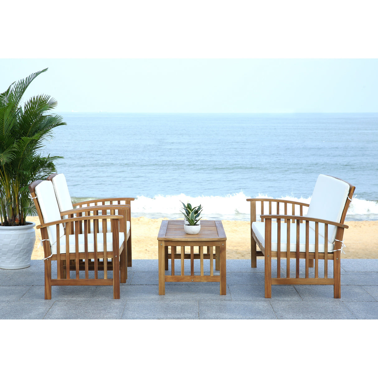 SAFAVIEH Outdoor Yuliana 4-Piece Conversation Patio Set - 47W x 33D x 26H