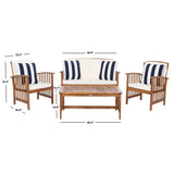 SAFAVIEH Outdoor Yuliana 4-Piece Conversation Patio Set - 47W x 33D x 26H