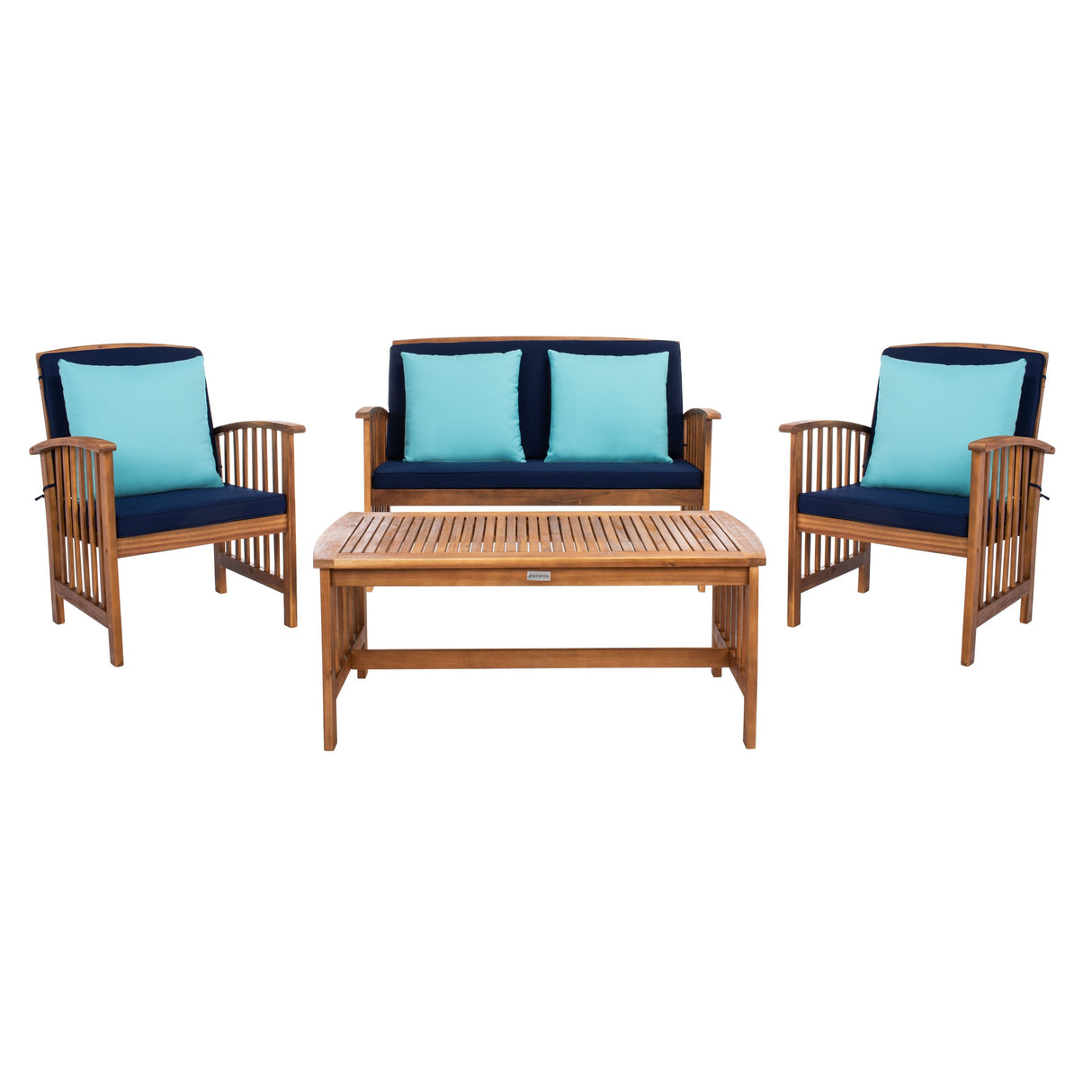 SAFAVIEH Outdoor Yuliana 4-Piece Conversation Patio Set - 47W x 33D x 26H