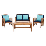 SAFAVIEH Outdoor Yuliana 4-Piece Conversation Patio Set - 47W x 33D x 26H