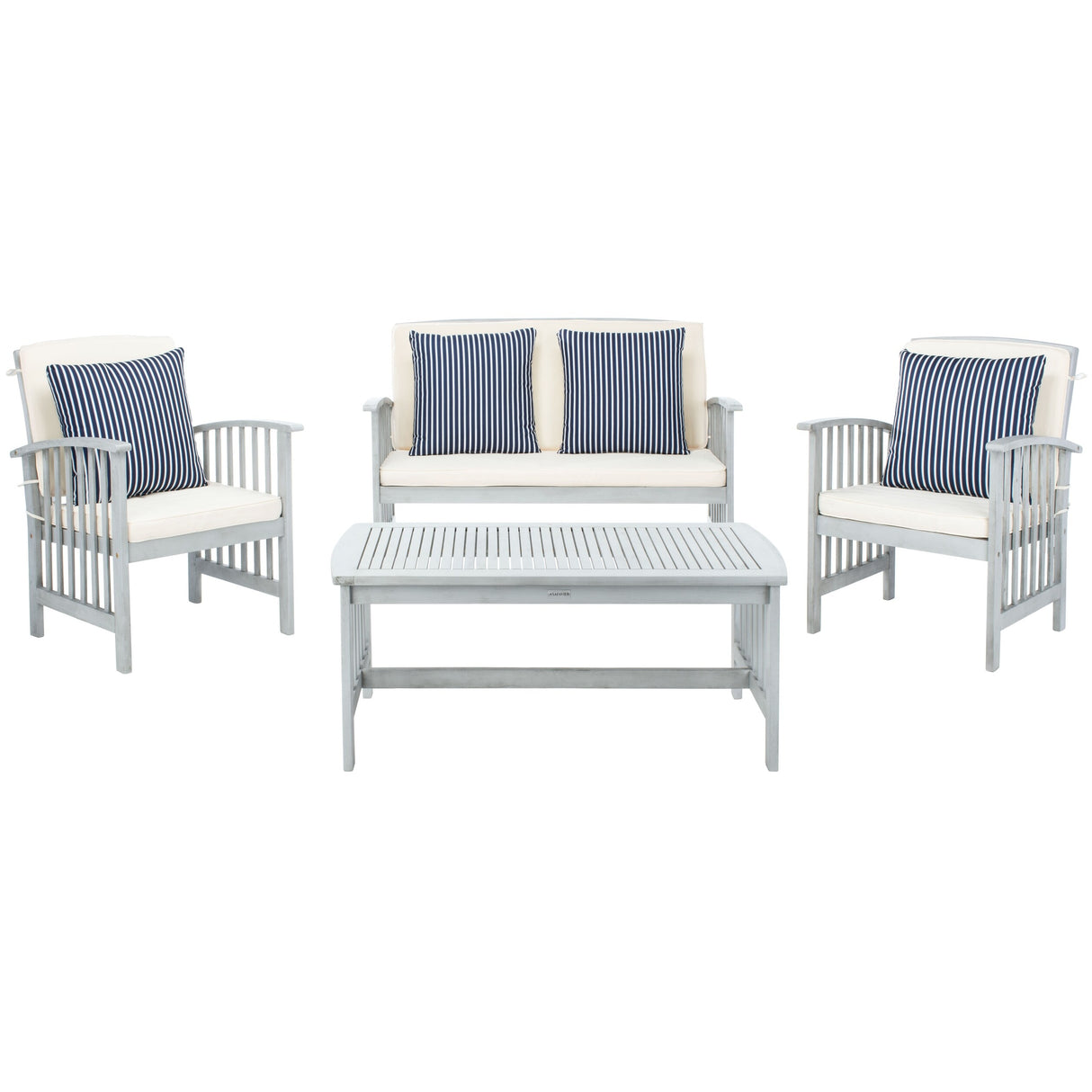 SAFAVIEH Outdoor Yuliana 4-Piece Conversation Patio Set - 47W x 33D x 26H