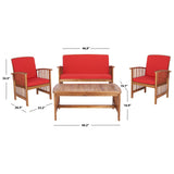 SAFAVIEH Outdoor Yuliana 4-Piece Conversation Patio Set - 47W x 33D x 26H