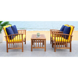 SAFAVIEH Outdoor Yuliana 4-Piece Conversation Patio Set - 47W x 33D x 26H