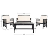 SAFAVIEH Outdoor Yuliana 4-Piece Conversation Patio Set - 47W x 33D x 26H