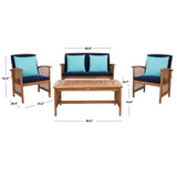 SAFAVIEH Outdoor Yuliana 4-Piece Conversation Patio Set - 47W x 33D x 26H