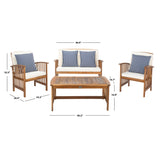 SAFAVIEH Outdoor Yuliana 4-Piece Conversation Patio Set - 47W x 33D x 26H