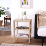 SAFAVIEH Ozden Raffia Light Natural 2-Shelf Accent Table - 17.2" W x 15.1" L x 23.5" H - 17Wx15Dx24H