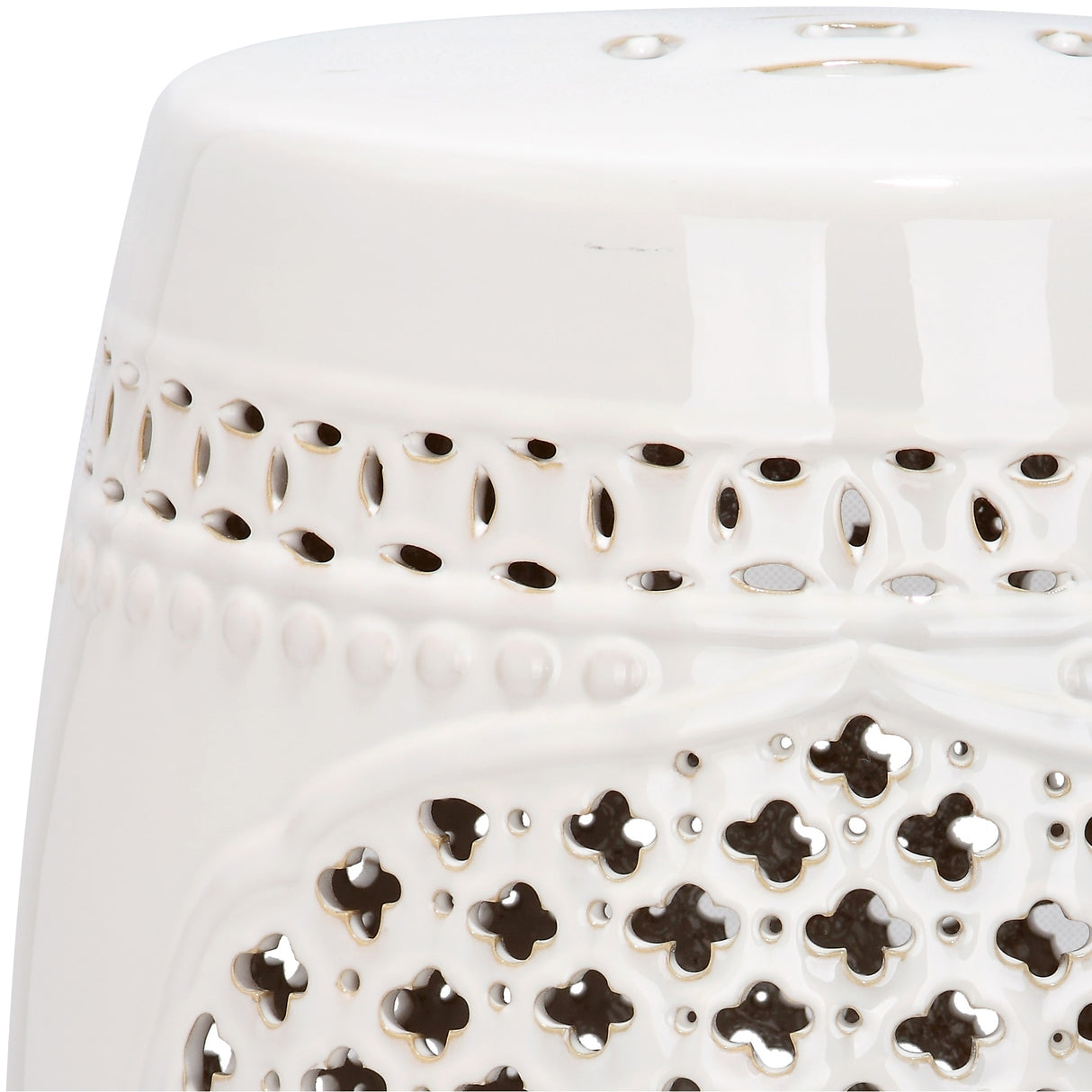 SAFAVIEH Paradise Annetrud Gardens White Ceramic Decorative Garden Stool