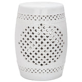 SAFAVIEH Paradise Annetrud Gardens White Ceramic Decorative Garden Stool