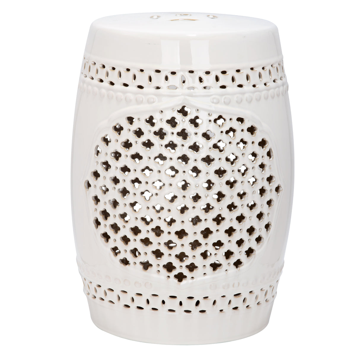 SAFAVIEH Paradise Annetrud Gardens White Ceramic Decorative Garden Stool