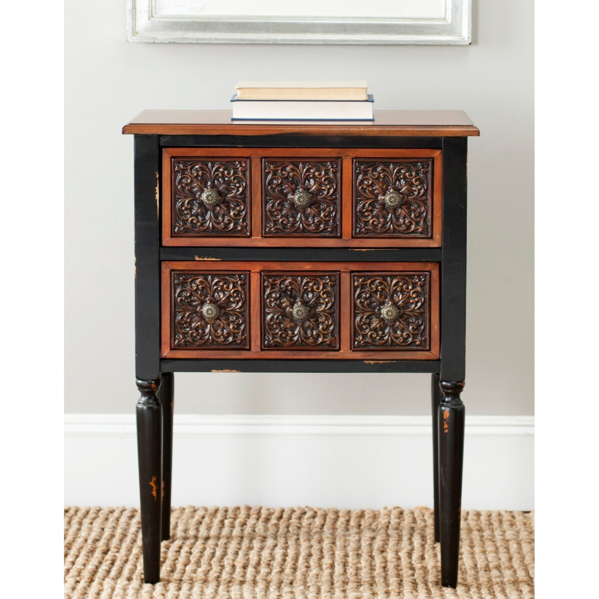 SAFAVIEH Paralee Dark Brown Storage Side Table - 22.5" x 14" x 30.1" - 23Wx14Dx30H