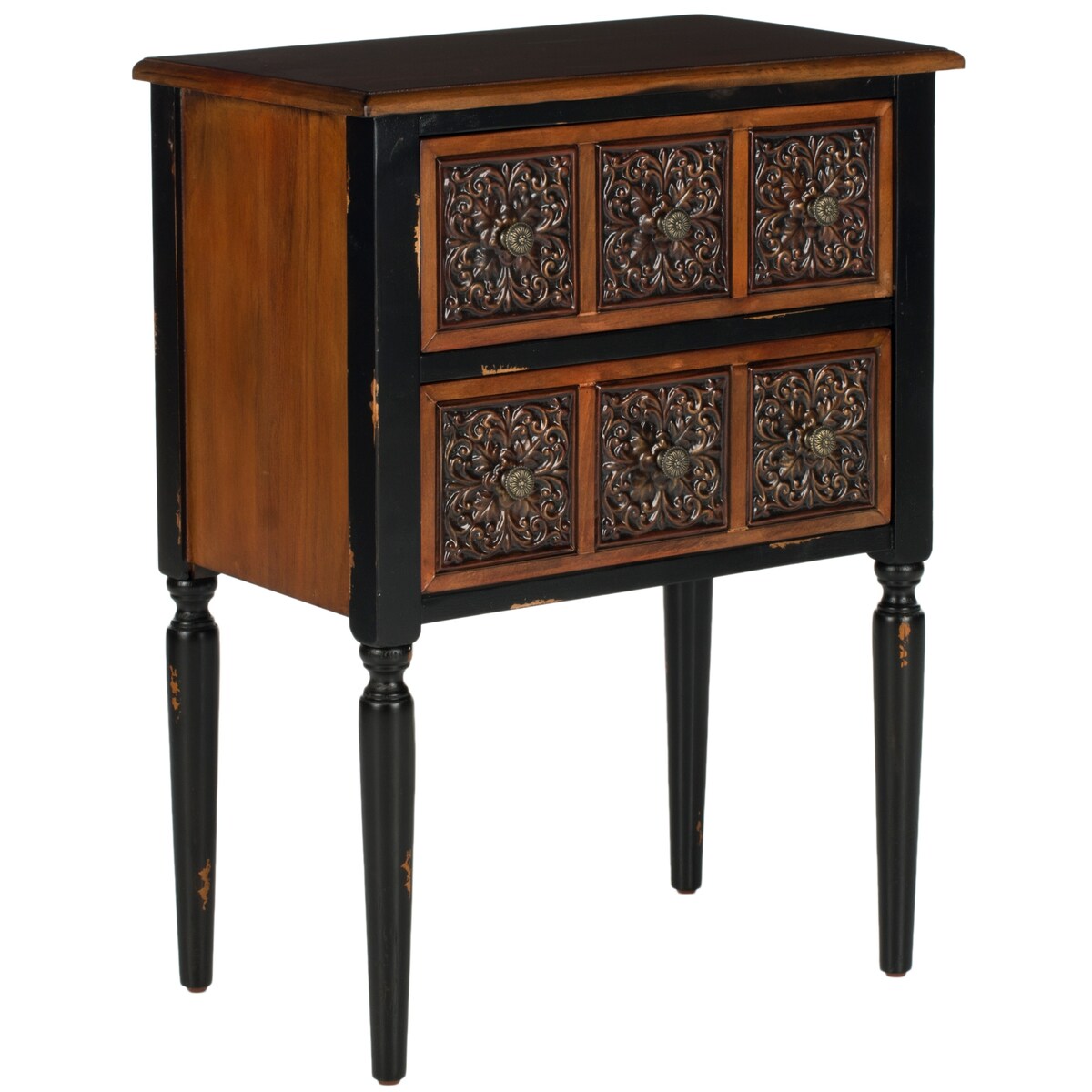 SAFAVIEH Paralee Dark Brown Storage Side Table - 22.5" x 14" x 30.1" - 23Wx14Dx30H