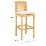 SAFAVIEH Parul 30-inch Cane Bar Stool with Cushion - 22.6" x 18.1" x 44.5" - 23Wx18Dx44H