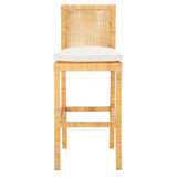 SAFAVIEH Parul 30-inch Cane Bar Stool with Cushion - 22.6" x 18.1" x 44.5" - 23Wx18Dx44H