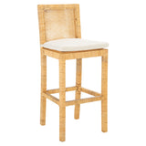 SAFAVIEH Parul 30-inch Cane Bar Stool with Cushion - 22.6" x 18.1" x 44.5" - 23Wx18Dx44H