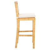 SAFAVIEH Parul 30-inch Cane Bar Stool with Cushion - 22.6" x 18.1" x 44.5" - 23Wx18Dx44H